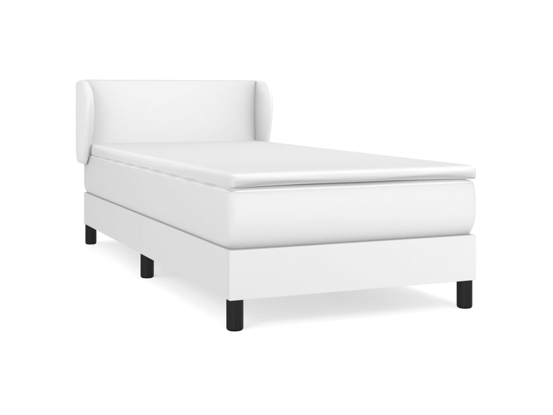 Cama com Molas e Colchão Tecido Couro Artificial Branco MAISON EXCLUSIVE (80x200 cm)