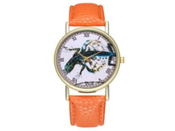 Relógio unissex casual da Flying Lizard Quartz com pulseira de couro laranja.
