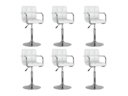 Vidaxl Cadeiras De Jantar Giratórias 6 Pcs Couro Artificial Branco