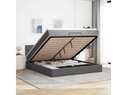Estrutura De Cama Otomana Com Colchão 180x200cm Cinzento Escuro