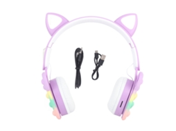Fones de ouvido over ear com orelhas de gato e iluminação EOOCOO