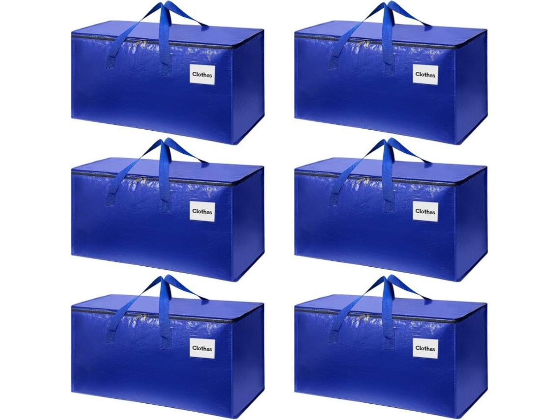 Sacos De Armazenamento Extra-grandes E Reforçados , 6 Unidades,93 L , Impermeáveis, Leves E Fáceis De Transportar E Guardar Azul Hexinyigjly