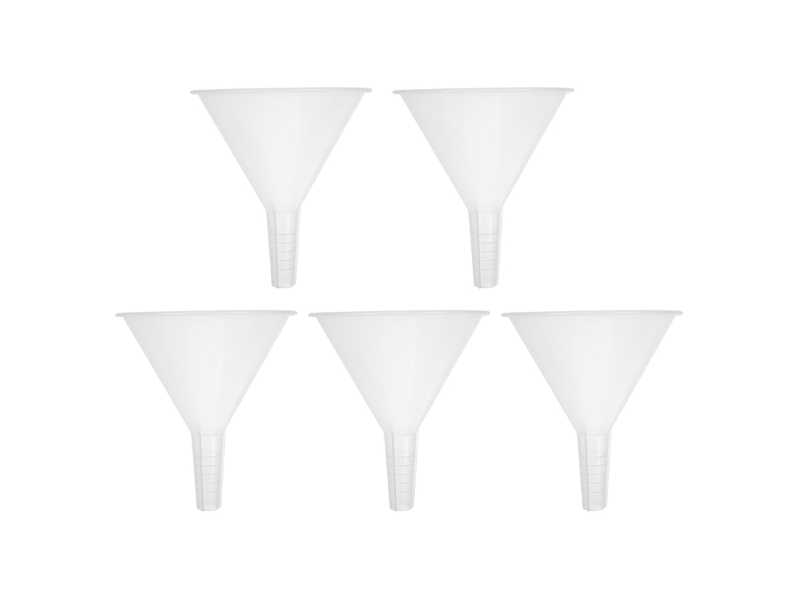 Conjunto De 5 Funis Plástico Transparente Para Laboratório, Filtro Científico Triangular Para Experimentos Escolares E