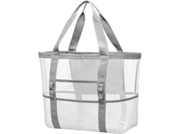 Bolsa De Praia De Malha Grande Bolsa Tote De Praia Com 9 Bolsos Para Brinquedos E Acessórios