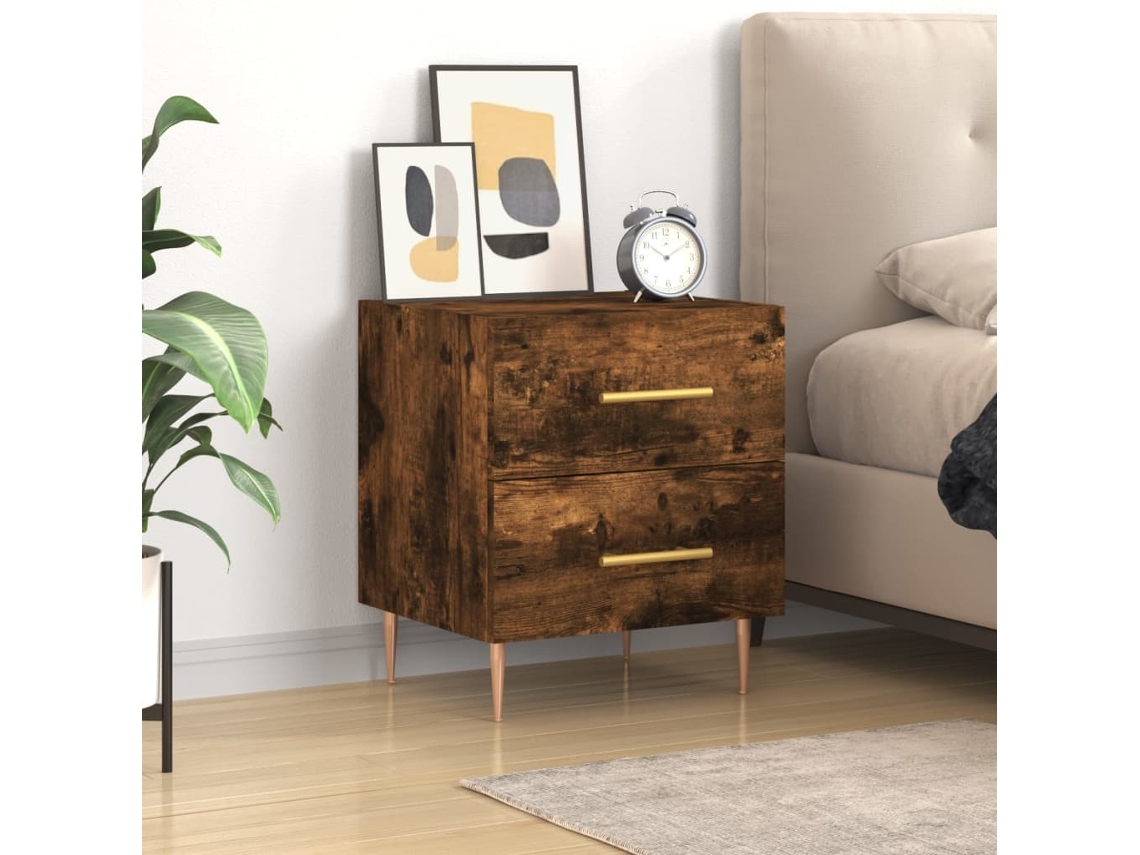 Vidaxl Mesa Cabeceira 40x35x47,5 Cm Derivados Madeira Carvalho Fumado