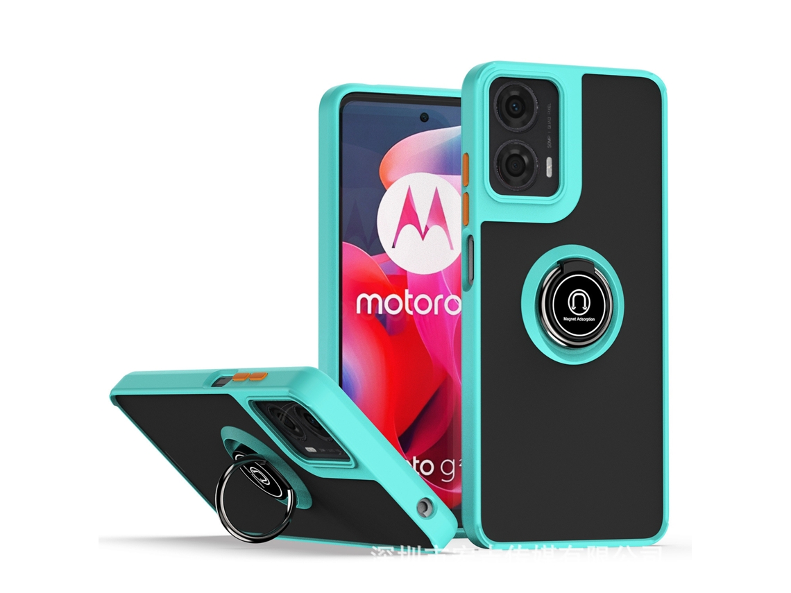 Capa Para Celular Qiying Generation 1 Com Suporte De Anel Magnético Anti-queda Pazul Celeste - Moto Edge 30 Neo -