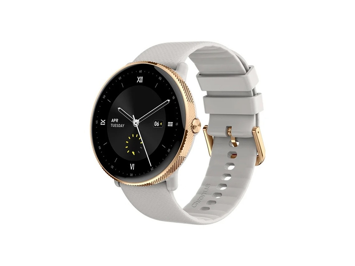 Smartwatch S61 com tela AMOLED de 1,43 polegadas, Bluetooth e chamadas para Android e iOS, dourado.