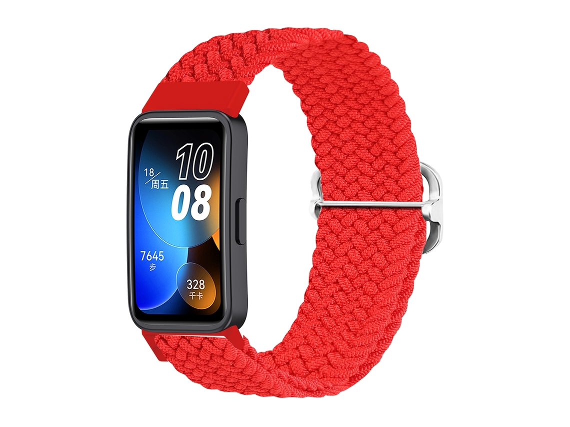 Bracelete de Smartwatch para Huawei Band 8 com fivela trançada de nylon (vermelha)
