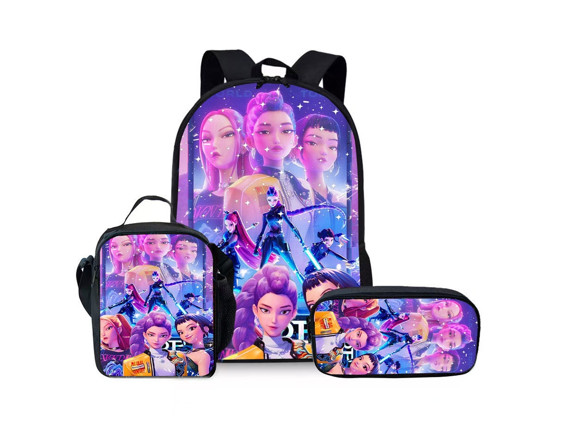 Conjunto De Mochila Estampada Com Lancheira E Estojo, Impermeável, Grande Capacidade, Proteção Para A Coluna E Alívio De Estresse, Estilo 18