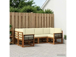 Vidaxl Conjunto De Sofás Para Exterior 6 Unid. Natural E Creme