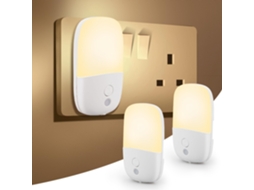 Conjunto De Luzes Noturnas Com Regulador Intensidade, 5 Níveis De Brilho, Sensor Automático, Eficiente Em Termos De Energia, Luz Branca Quente 3000k