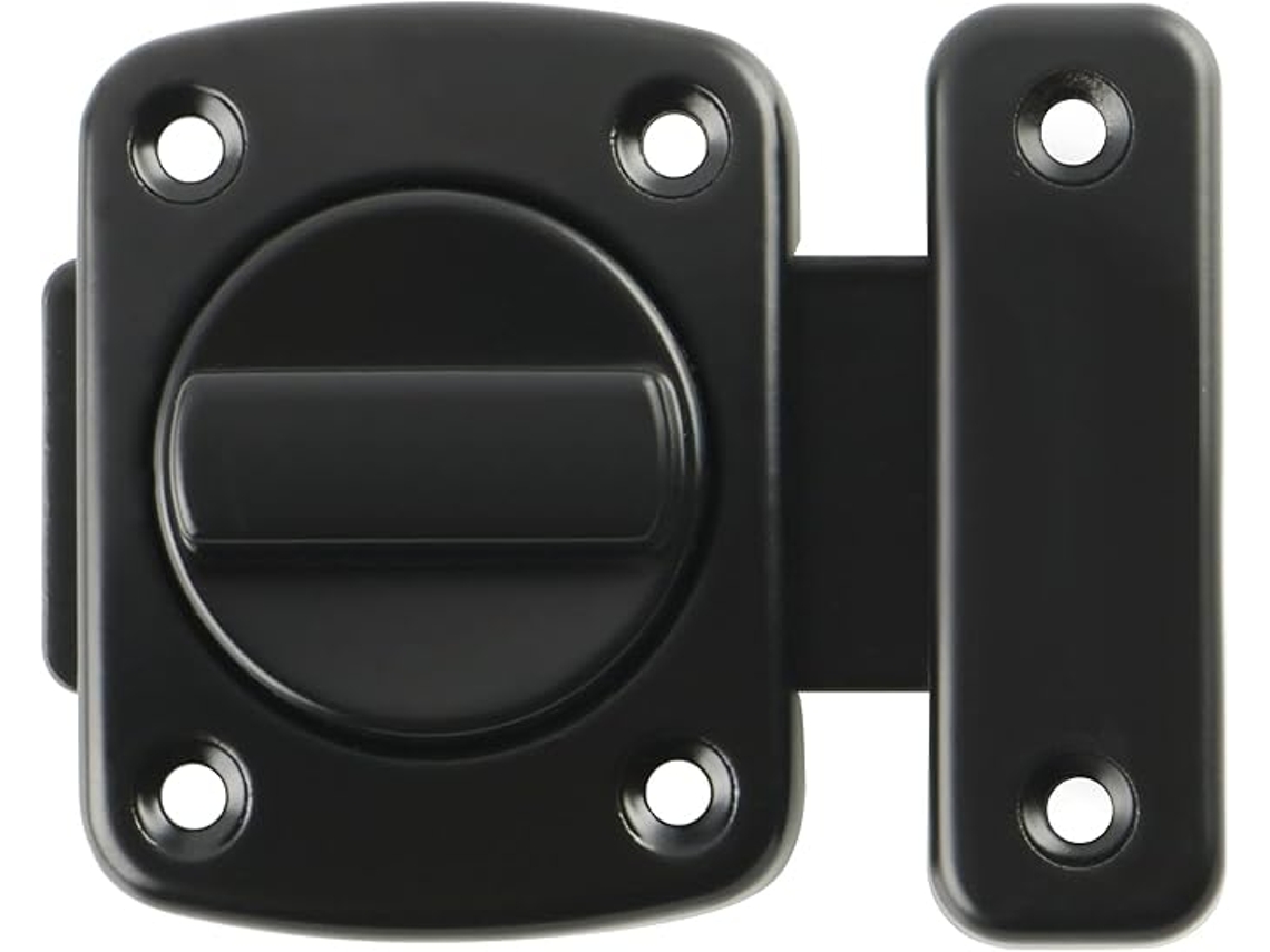 Fechadura De Porta Com Trava Giratória E 6 Parafusos, Janelas, Armários E Jardim, Acabamento Metálico Preto Fosco