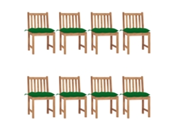 Vidaxl Cadeiras De Jardim 8 Pcs C/ Almofadões Madeira De Teca Maciça