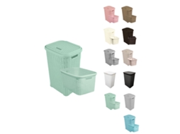 Pongotodo Rattan Design para Lavanderia 60L - Cesto para Roupas Sujas Conjunto Verde Água