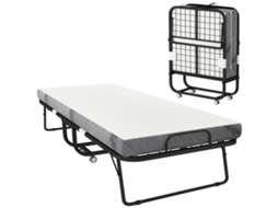 Cama Dobrável portátil com colchão individual, rodas com freio, carga 150kg, branco 200x90x42,5 cm | S/MARCA