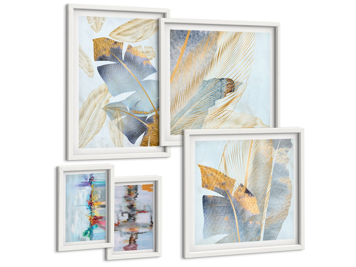 Conjunto De Pinturas Motivos Vegetais Modernos Espelharte (5 Peças)