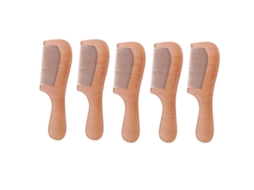 5pcs Pente De Madeira De Pêssego Com Cabo Ergonômico Antiderrapante Leve Portátil Dentes Fechados Para Cabelo