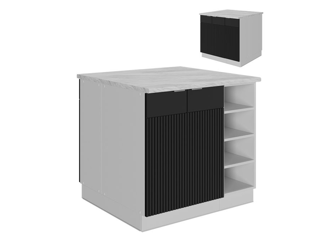 Ilha de cozinha Fame-Line, 90cm sem PT, listrado preto, branco, VICCO