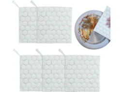 Conjunto De 5 Panos De Prato Com Raspador De Arame Dupla Face