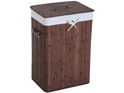 Cesta De Roupa, Estrutura De Bambu, 30 Cm X 60 Cm X 45 Cm, Grande Capacidade, Forro Removível, Design Dobrável