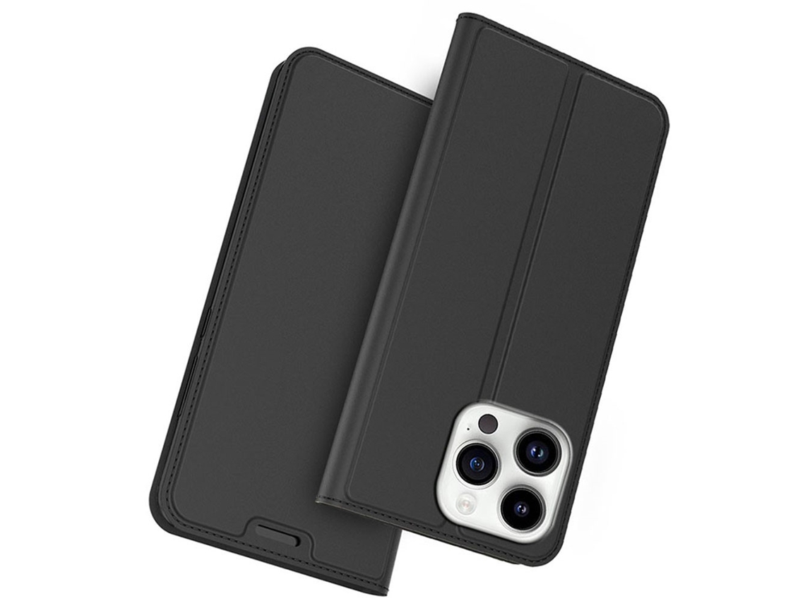 Capa Para Iphone 13 Pro Pele Sintética Magnética Com Porta-cartões Preto