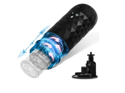 Copo masturbador masculino automático, masturbador masculino com 7 impulsos giratórios, preto