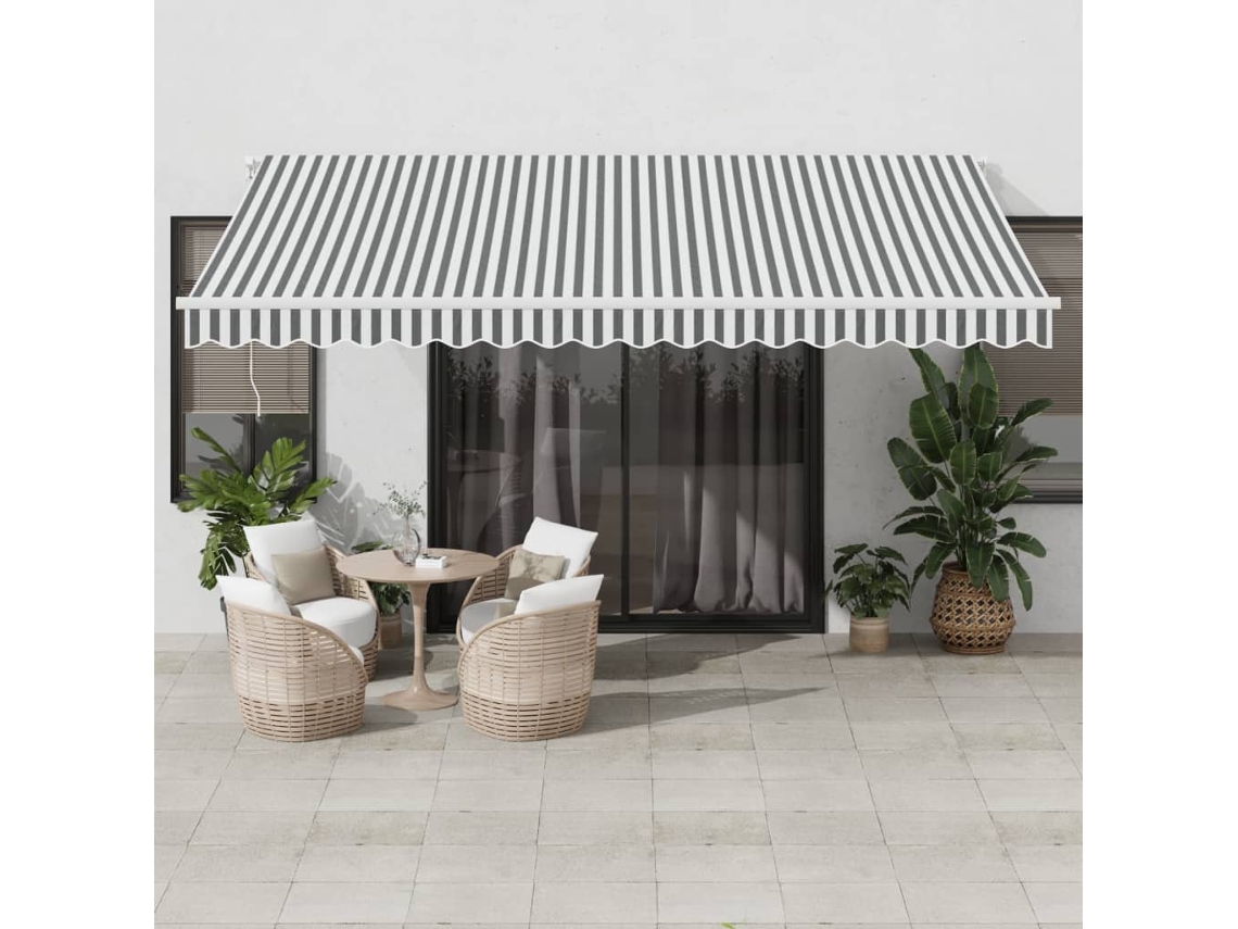 Vidaxl Toldo Retrátil Manual Com Led 450x350 Cm Antracite/branco