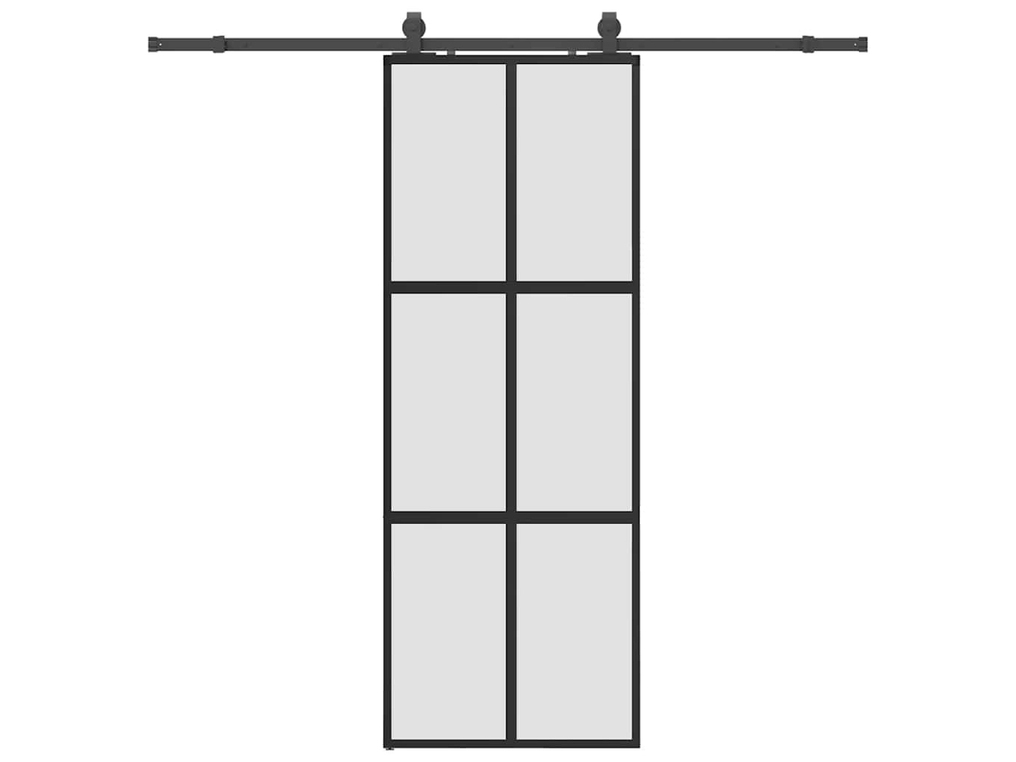 Conjunto 1 Porta De Correr Vidaxl Preto Vidro (213 Cm)