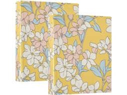 Pasta Escolar Simple Line Flower 1 2-polegadas, 3-argolas Com Bolsos Internos, Pacote Com 1 2-unidades Sortidas