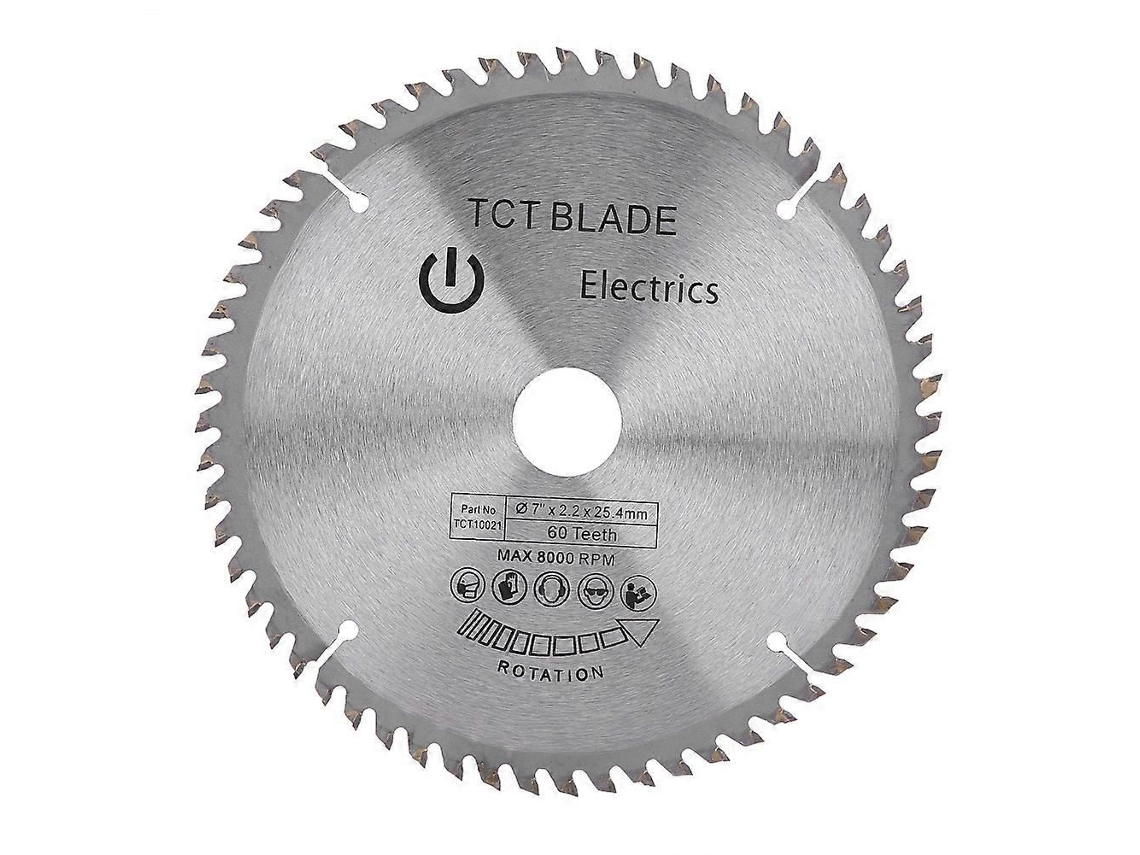 Disco De Serra Circular De Carboneto De Tungstênio, 7 Polegadas (180 Mm), 60 Dentes, Para Corte De Madeira E Plástico