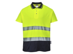 Polo Conforto Bicolor De Algodão Estilo E Conforto / Amarelo Marinho / L Portwest
