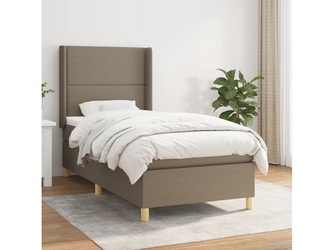 Vidaxl Cama Com Molas/colchão 90x190 Cm Tecido Castanho-acinzentado