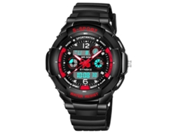 Relógio esportivo eletrônico masculino Synoke, moderno e simples, ideal para natação (preto e vermelho)