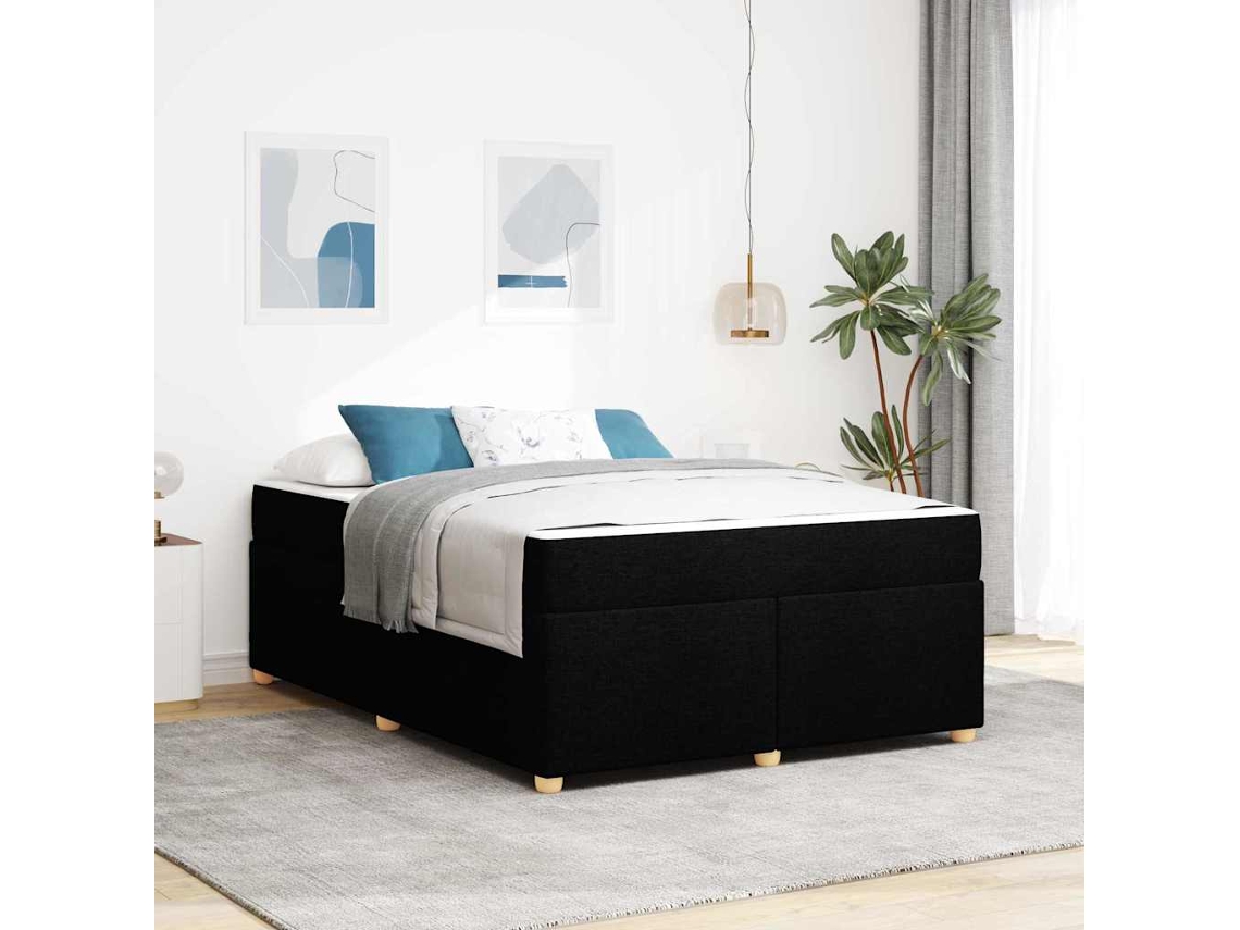 Vidaxl Estrutura Da Cama Com Colchão Preto 140 X 200 Cm Tecido