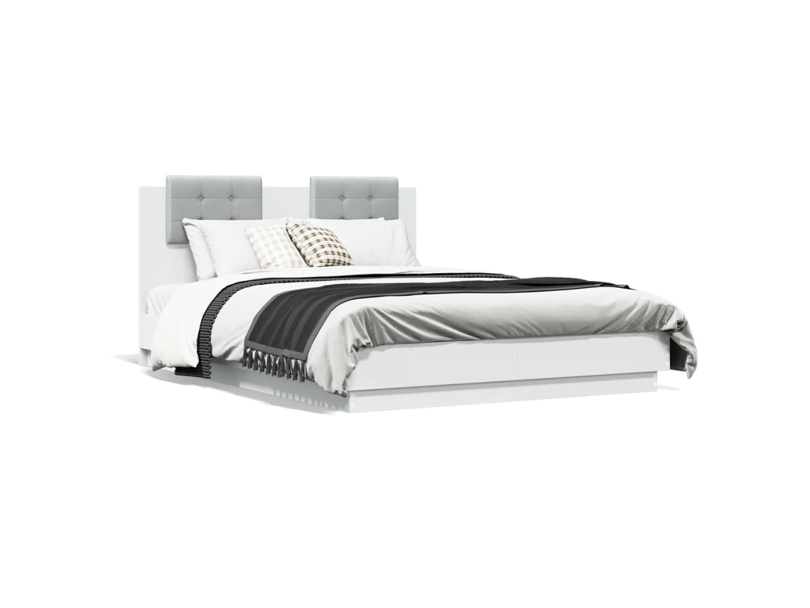 Bed Frame, Bed Frames Vidaxl Branco Madeira Processada (135 X 190 Cm)