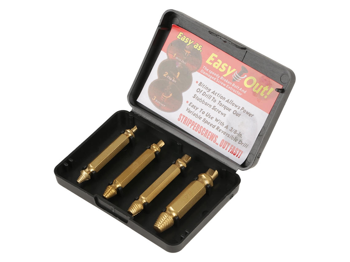 Set De 4 Extractores De Parafusos E Porcas De Duas Faces Com Revestimento De Titânio Para Parafusos Danificados
