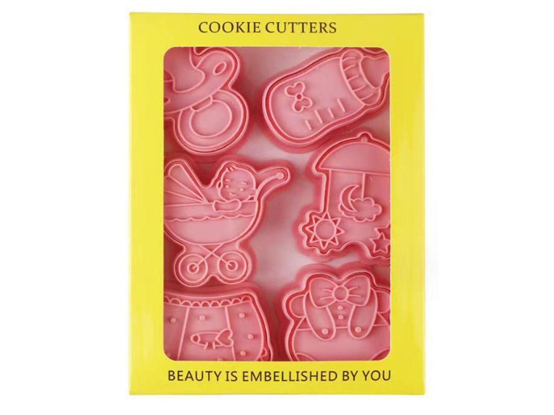 Conjunto De 8 Cortadores De Biscoito Para Chá De Bebê Com Emissor, Perfeitos Para Biscoitos E Queijos.