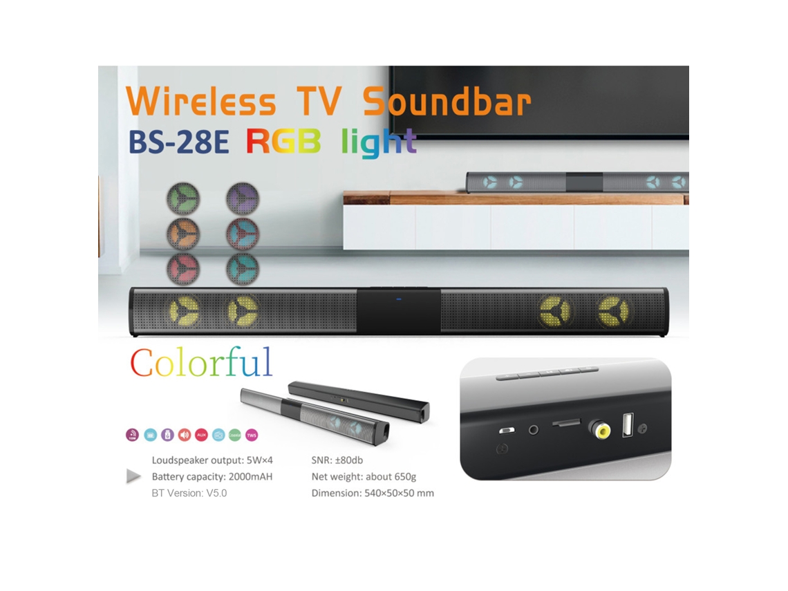 Caixa de Som Bluetooth com Luz RGB EOOCOO