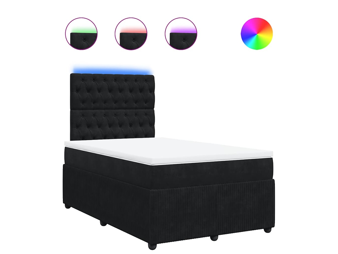 Cama Boxspring com Colchão 120x190 Cm Veludo Preto MAISON EXCLUSIVE