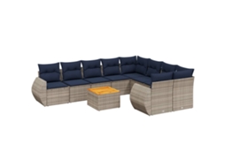 Conjunto de Sofá de Jardim, 10 Peças, Almofadas, Rattan Cinza MAISON EXCLUSIVE
