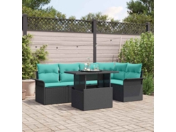 Vidaxl Conjunto De Sofá De Jardim 6 Unid. Preto
