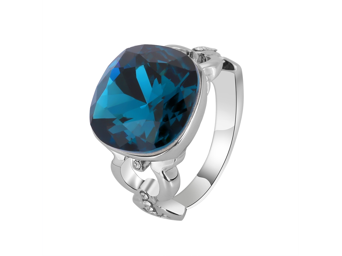 Anel Liga Pedra Vidro Azul Falsa Decorativa