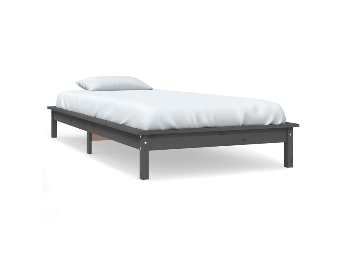 Estrutura de Cama 100x200 Cm Pinho Maciço Cinzento MAISON EXCLUSIVE