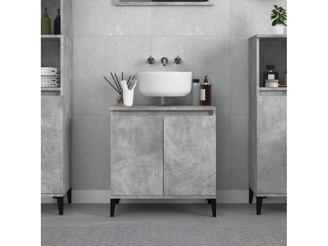 Vidaxl Móvel P/ Lavatório 58x33x60 Cm Derivados Madeira Cinza Cimento
