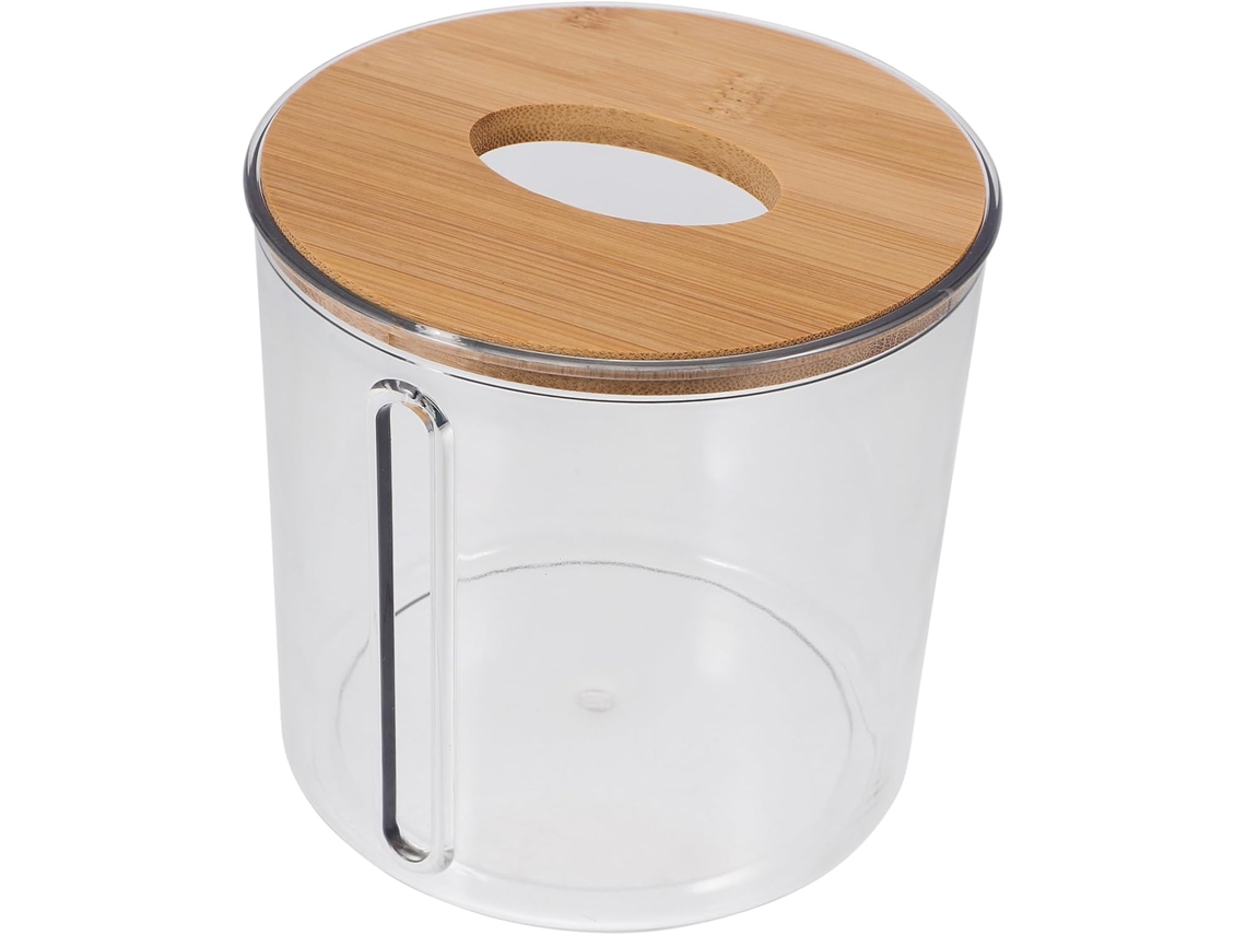 Dispensador De Lenços De Papel Redondo Para Parede, Feito De Abs E Madeira.