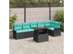 Vidaxl Conjunto De Sofá De Jardim 7 Unid. Preto