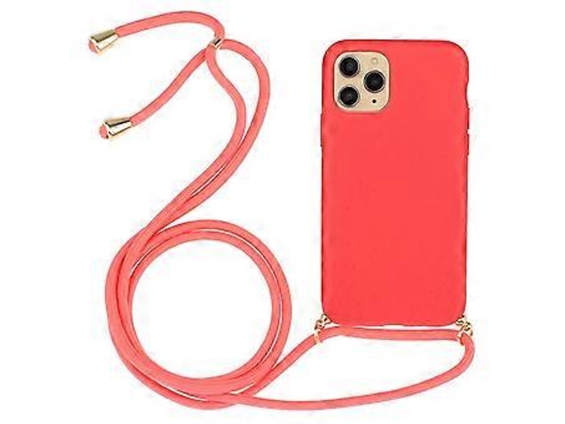 Capa Compatível Com Iphone 16 Pro Max, Palha De Trigo Tpu, Com Cordão, Ecológica, Zero Desperdício (vermelha)