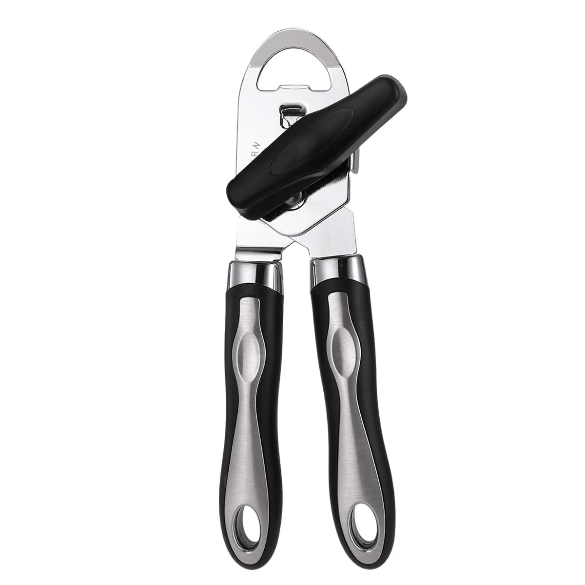 Abridor De Latas Resistente 3 Em 1 Aço Inoxidável, Aparelho Cozinha Ergonômico Com Alça Macia, Cerveja E Leite Pó, 8,5 Polegadas Preto/prata