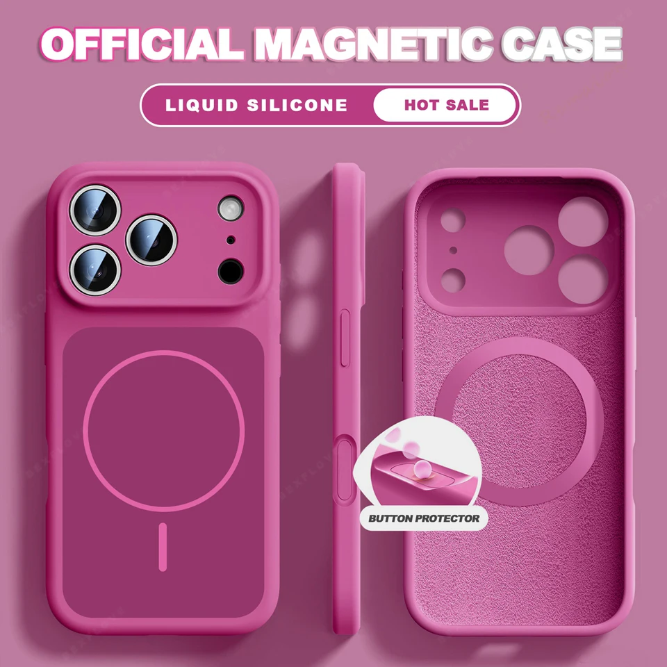 Capa Magnética Magsafe De Silicone Líquido (iphone 14 Pro Max, Vermelha), Adequada Para Iphone, Capa Macia À Prova De Choque.