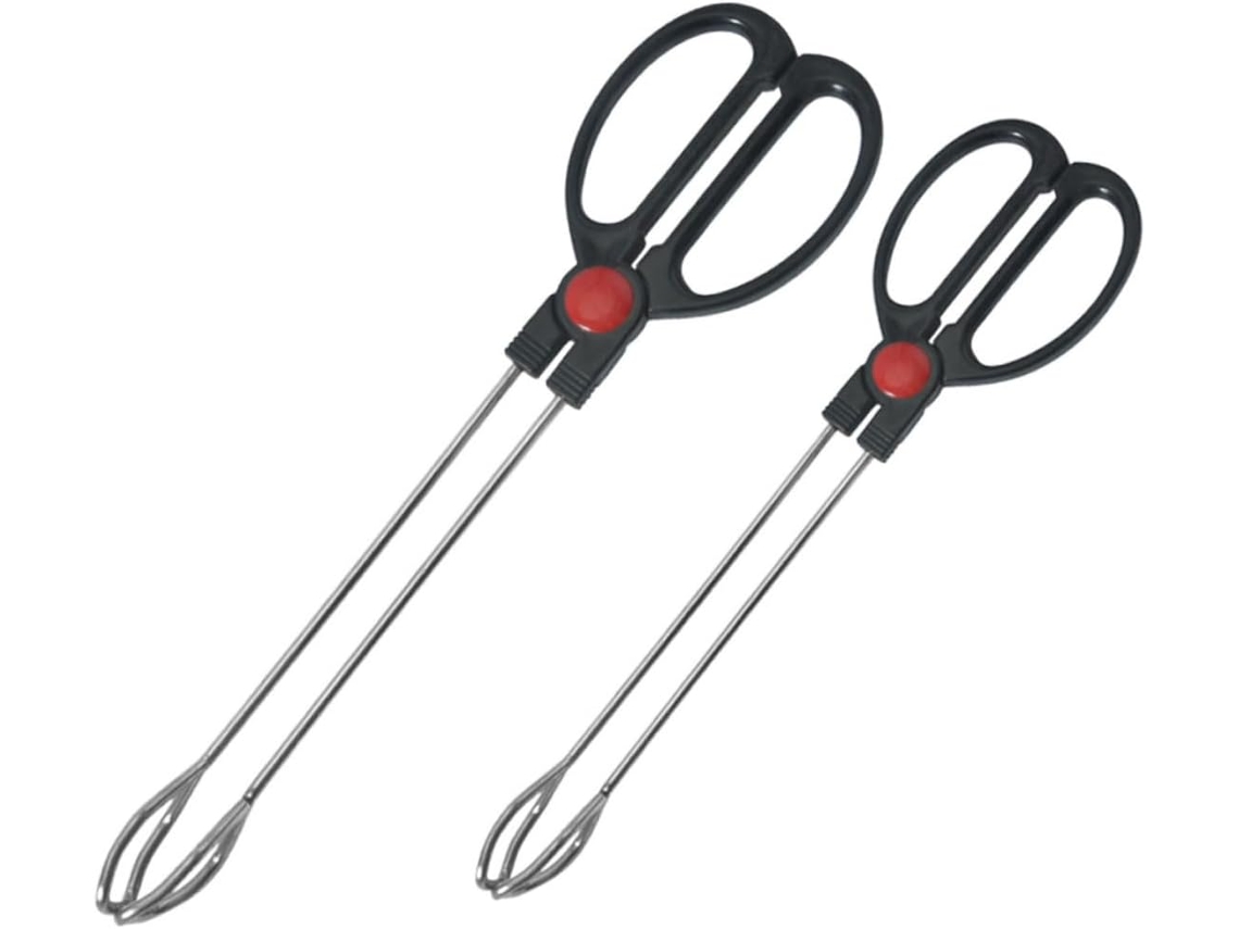 Conjunto De 2 Pinças Para Churrasco Em Aço Inoxidável, Reutilizáveis E Portáteis, Com Cabo Ergonômico E Design Simples